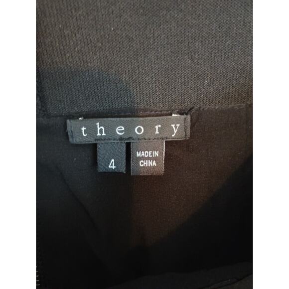 Theory Skirt Womens 4 Black Helika Silk Blend Stretch Pleated Minimalist Mini - Picture 3 of 7